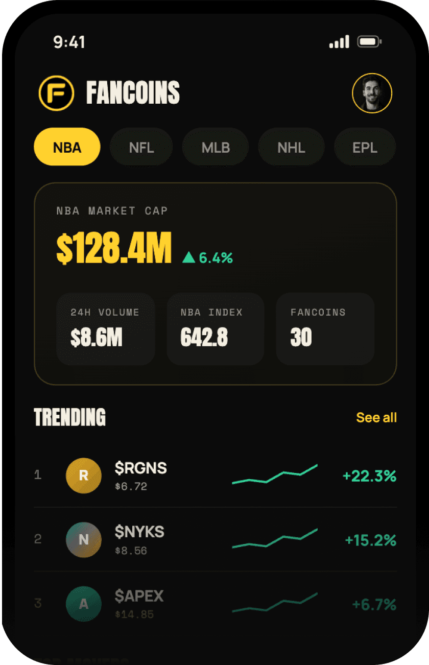 FanCoins leaderboard mobile screen